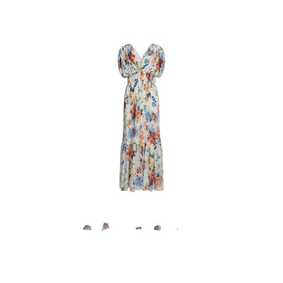 Express Women Floral Maxi Dress Sz XS Pleated Bodice Empire Waist Feminine Fairy - Picture 1 of 7